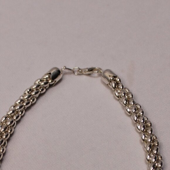Vintage "M" Italian Sterling Silver Twisted Bead Necklace - Picture 6 of 6